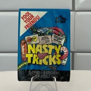 Vintage Fun Stuff Nasty Tricks Unopened Wax Pack Cards Stickers Bubble Gum 1980s